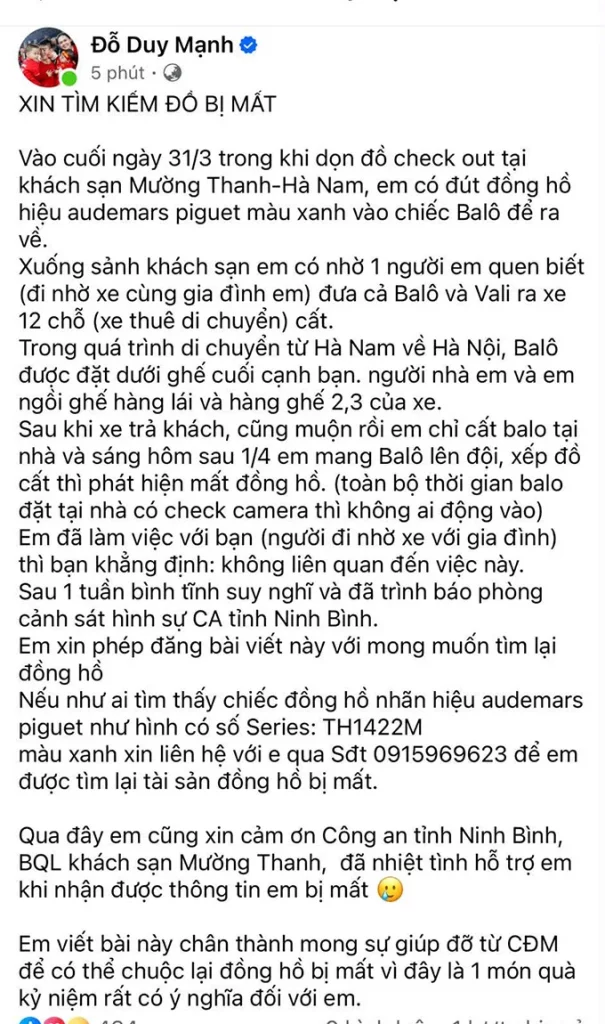 duy manh 064320trung ve do duy manh bi mat dong ho hieu tri gia gan 15 ty dong do vo tang064320 up